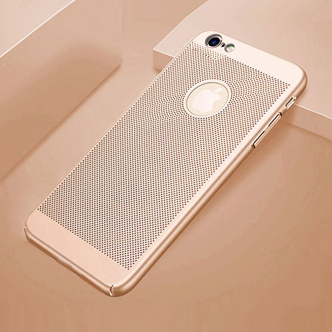 Apple iPhone 6S Plus用ハードケース プラスチック メッシュ デザイン カバー アップル ゴールド