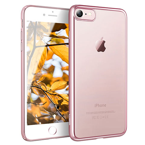 Apple iPhone 7用極薄ソフトケース シリコンケース 耐衝撃 全面保護 クリア透明 H11 アップル ローズゴールド