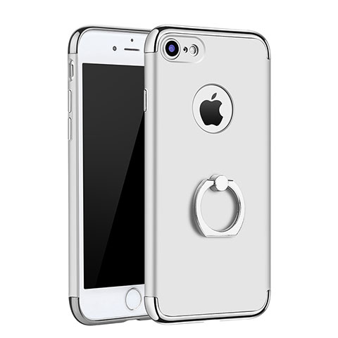 Apple iPhone 7用ケース 高級感 手触り良い メタル兼プラスチック バンパー アンド指輪 A02 アップル シルバー