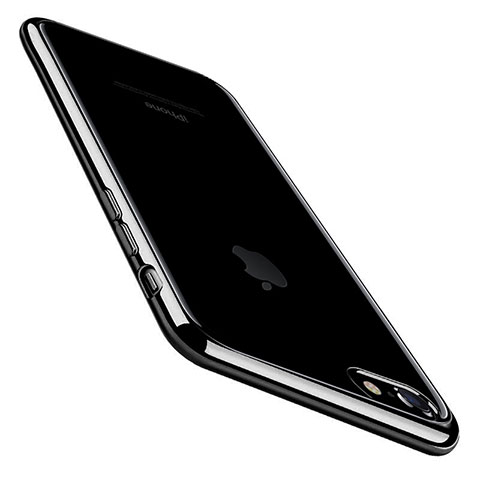 Apple iPhone 7用極薄ソフトケース シリコンケース 耐衝撃 全面保護 クリア透明 C01 アップル ブラック