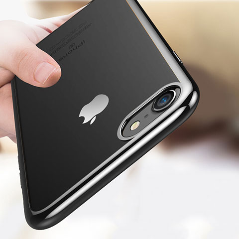 Apple iPhone 7用極薄ソフトケース シリコンケース 耐衝撃 全面保護 クリア透明 T18 アップル ブラック