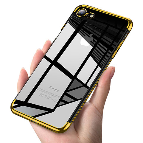 Apple iPhone 7用極薄ソフトケース シリコンケース 耐衝撃 全面保護 クリア透明 T19 アップル ゴールド