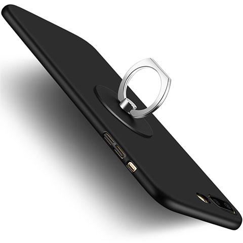 Apple iPhone 7用ハードケース プラスチック 質感もマット アンド指輪 アップル ブラック