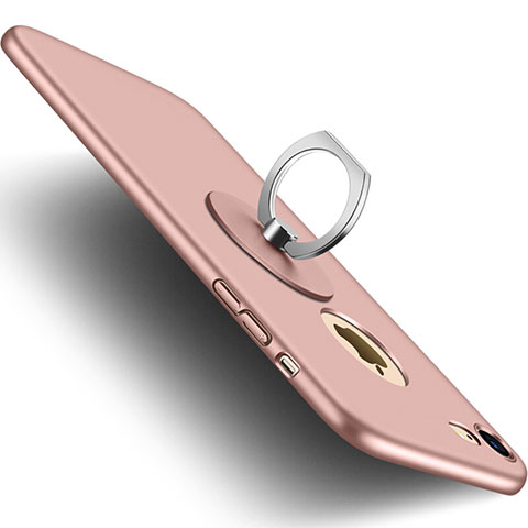 Apple iPhone 7用ハードケース プラスチック 質感もマット ロゴを表示します アンド指輪 アップル ピンク