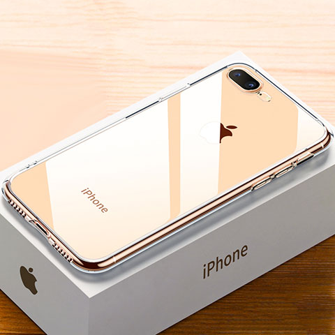 Apple iPhone 7 Plus用極薄ソフトケース シリコンケース 耐衝撃 全面保護 クリア透明 HC02 アップル ゴールド