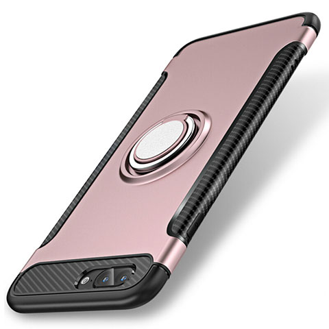 Apple iPhone 7 Plus用ハイブリットバンパーケース プラスチック アンド指輪 兼シリコーン カバー S01 アップル ローズゴールド