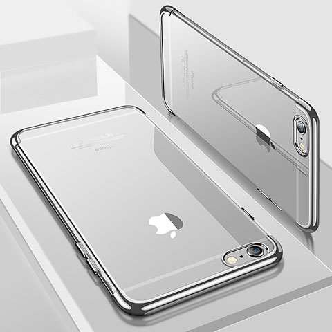 Apple iPhone 8用極薄ソフトケース シリコンケース 耐衝撃 全面保護 クリア透明 H04 アップル シルバー