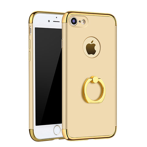Apple iPhone 8用ケース 高級感 手触り良い メタル兼プラスチック バンパー アンド指輪 A02 アップル ゴールド