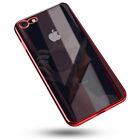 Apple iPhone 8用極薄ソフトケース シリコンケース 耐衝撃 全面保護 クリア透明 C02 アップル レッド