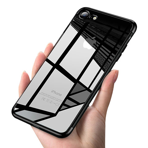 Apple iPhone 8用極薄ソフトケース シリコンケース 耐衝撃 全面保護 クリア透明 T19 アップル ブラック