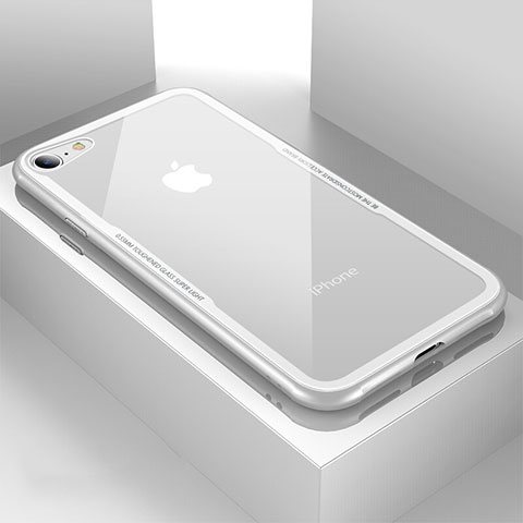 Apple iPhone 8用ハイブリットバンパーケース クリア透明 プラスチック 鏡面 カバー アップル ホワイト