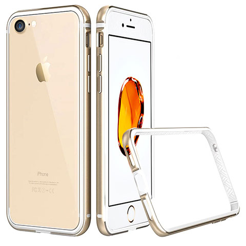 Apple iPhone 8用ケース 高級感 手触り良い アルミメタル 製の金属製 バンパー アップル ゴールド
