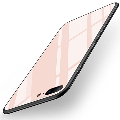 Apple iPhone 8 Plus用シリコンケース ソフトタッチラバー 鏡面 R05 アップル ピンク