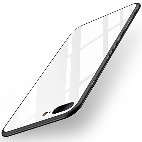 Apple iPhone 8 Plus用シリコンケース ソフトタッチラバー 鏡面 R05 アップル ホワイト