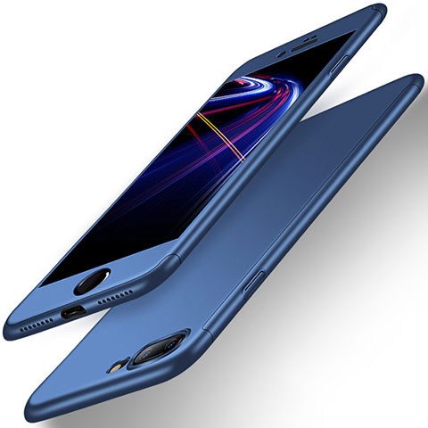 Apple iPhone 8 Plus用ハードケース プラスチック 質感もマット 前面と背面 360度 フルカバー Q01 アップル ネイビー
