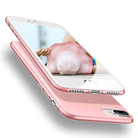 Apple iPhone 8 Plus用極薄ソフトケース シリコンケース 耐衝撃 全面保護 クリア透明 H20 アップル ピンク