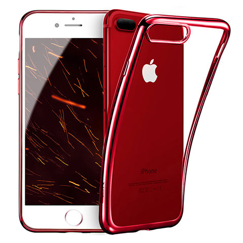 Apple iPhone 8 Plus用バンパーケース クリア透明 T01 アップル レッド