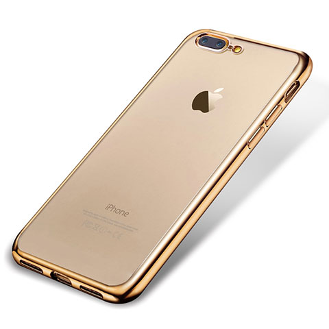 Apple iPhone 8 Plus用極薄ソフトケース シリコンケース 耐衝撃 全面保護 クリア透明 H02 アップル ゴールド