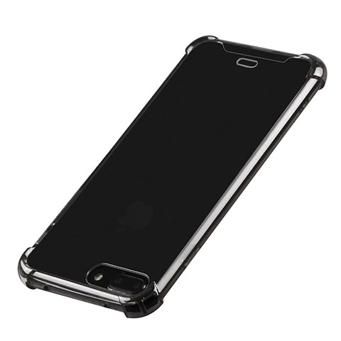 Apple iPhone 8 Plus用極薄ソフトケース シリコンケース 耐衝撃 全面保護 クリア透明 H03 アップル ブラック
