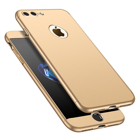 Apple iPhone 8 Plus用ハードケース プラスチック 質感もマット 前面と背面 360度 フルカバー M01 アップル ゴールド