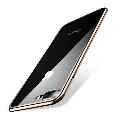 Apple iPhone 8 Plus用極薄ソフトケース シリコンケース 耐衝撃 全面保護 クリア透明 Q04 アップル ゴールド