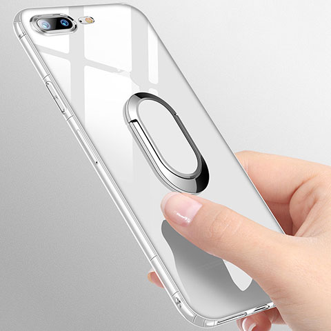 Apple iPhone 8 Plus用極薄ソフトケース シリコンケース 耐衝撃 全面保護 クリア透明 アンド指輪 T01 アップル クリア