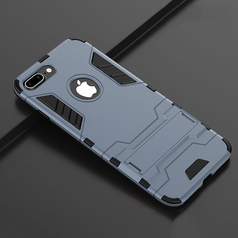 Apple iPhone 8 Plus用ハイブリットバンパーケース スタンド プラスチック 兼シリコーン カバー アップル ネイビー