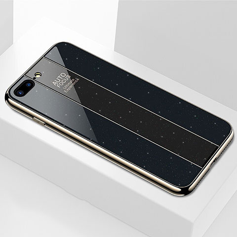 Apple iPhone 8 Plus用ハイブリットバンパーケース プラスチック 鏡面 カバー M01 アップル ブラック
