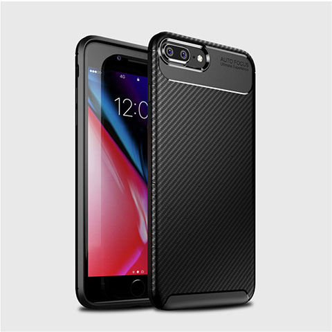 Apple iPhone 8 Plus用シリコンケース ソフトタッチラバー ツイル カバー S01 アップル ブラック