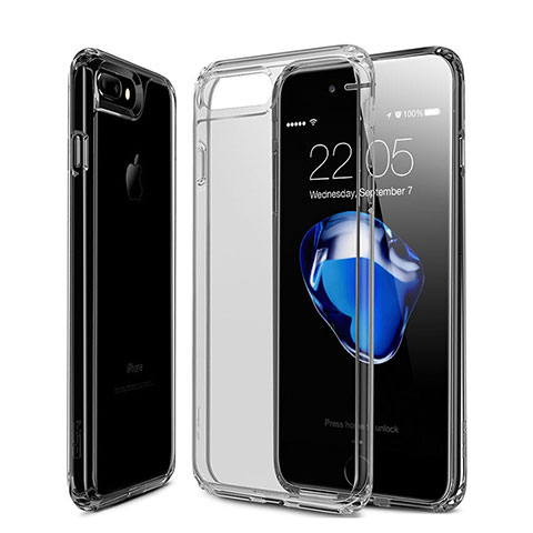 Apple iPhone 8 Plus用極薄ソフトケース シリコンケース 耐衝撃 全面保護 クリア透明 アップル グレー