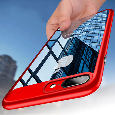 Apple iPhone 8 Plus用ハイブリットバンパーケース クリア透明 プラスチック B01 アップル レッド