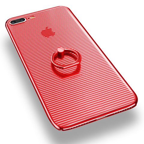 Apple iPhone 8 Plus用ハードケース クリスタル クリア透明 アンド指輪 アップル レッド
