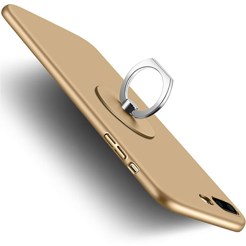 Apple iPhone 8 Plus用ハードケース プラスチック 質感もマット アンド指輪 アップル ゴールド