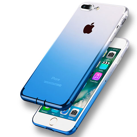 Apple iPhone 8 Plus用極薄ソフトケース グラデーション 勾配色 クリア透明 G01 アップル ネイビー