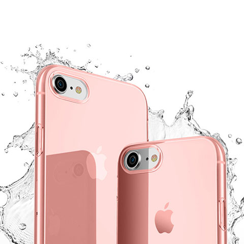 Apple iPhone SE (2020)用極薄ソフトケース シリコンケース 耐衝撃 全面保護 クリア透明 アップル ピンク