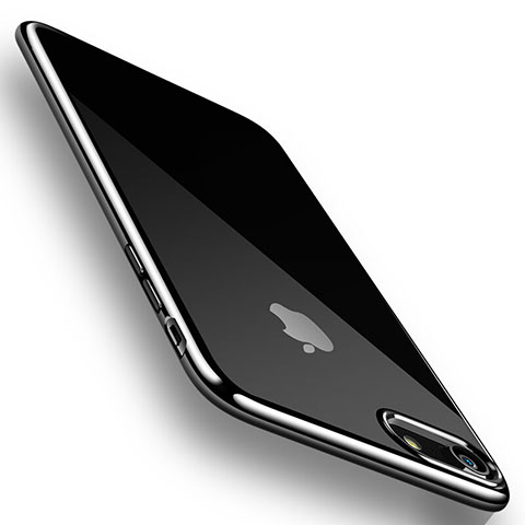 Apple iPhone SE (2020)用極薄ソフトケース シリコンケース 耐衝撃 全面保護 クリア透明 H07 アップル ブラック