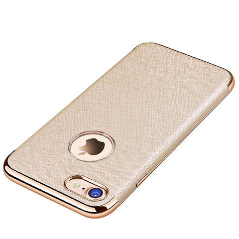 Apple iPhone SE (2020)用シリコンケース ソフトタッチラバー レザー柄 アップル ゴールド