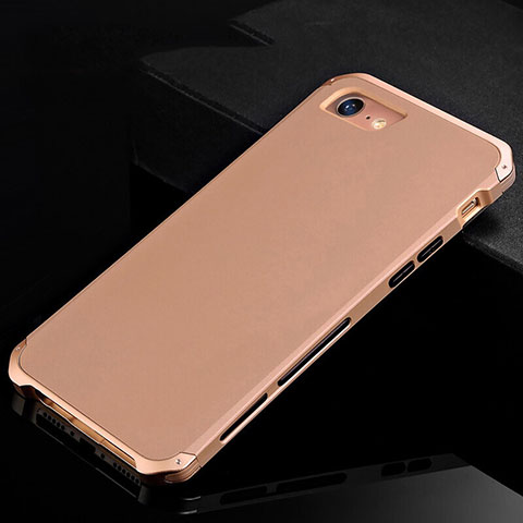 Apple iPhone SE (2020)用ケース 高級感 手触り良い アルミメタル 製の金属製 カバー アップル ゴールド