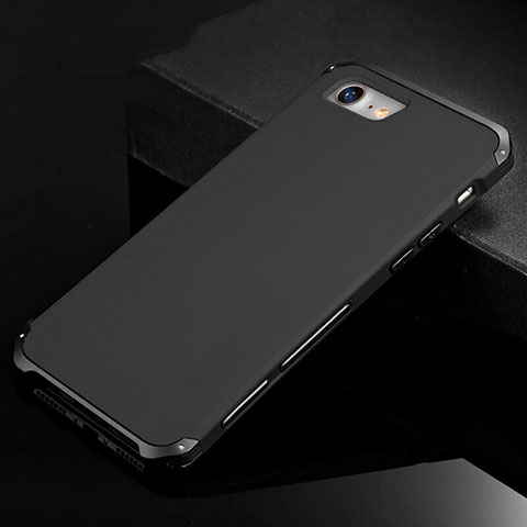 Apple iPhone SE (2020)用ケース 高級感 手触り良い アルミメタル 製の金属製 カバー アップル ブラック