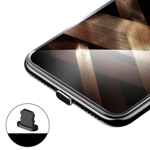 Apple iPhone SE (2020)用アンチ ダスト プラグ キャップ ストッパー Lightning USB H02 アップル ブラック