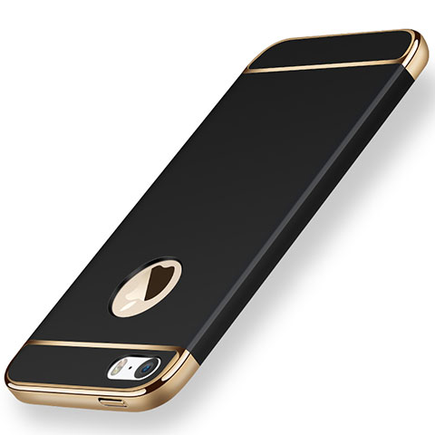 Apple iPhone SE用ケース 高級感 手触り良い メタル兼プラスチック バンパー アップル ブラック