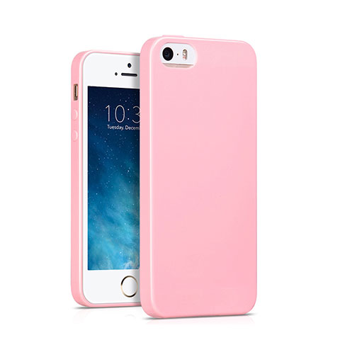Apple iPhone SE用シリコンケース ソフトタッチラバー アップル ピンク