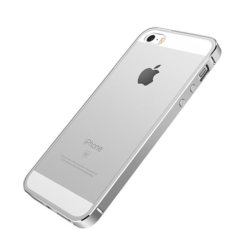 Apple iPhone SE用ケース 高級感 手触り良い アルミメタル 製の金属製 バンパー アップル シルバー