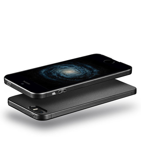 Apple iPhone SE用極薄ソフトケース シリコンケース 耐衝撃 全面保護 アップル ブラック