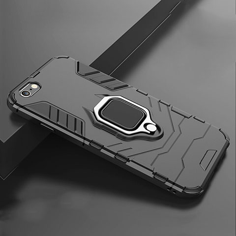 Apple iPhone SE3 (2022)用ハイブリットバンパーケース スタンド プラスチック 兼シリコーン カバー アップル ブラック