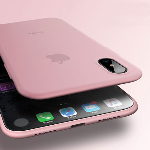 Apple iPhone X用極薄ソフトケース シリコンケース 耐衝撃 全面保護 S07 アップル ピンク