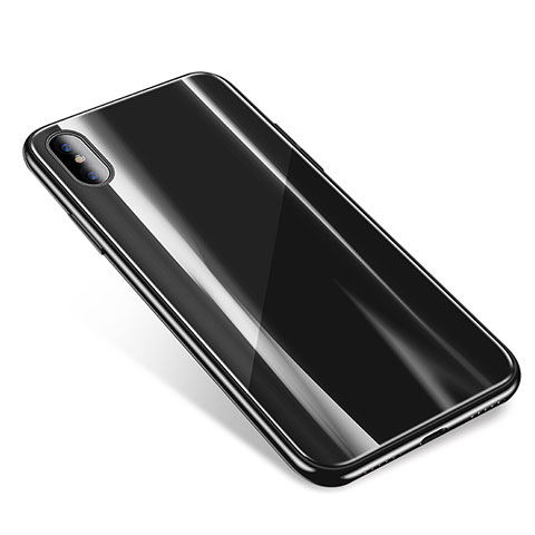 Apple iPhone X用ハイブリットバンパーケース クリア透明 プラスチック 鏡面 カバー アップル ブラック