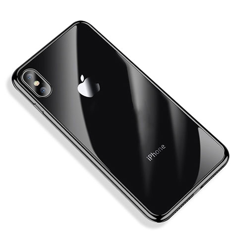 Apple iPhone X用極薄ソフトケース シリコンケース 耐衝撃 全面保護 クリア透明 V03 アップル ブラック