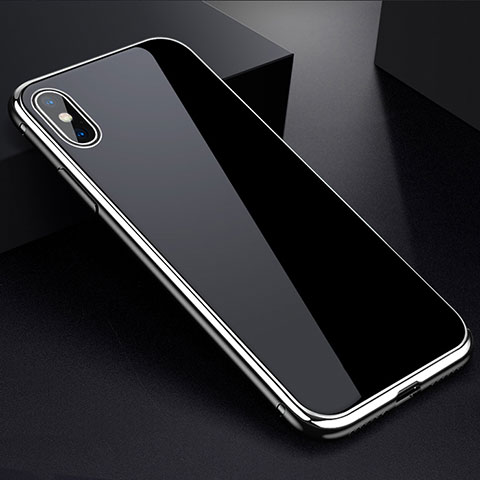 Apple iPhone X用ケース 高級感 手触り良い アルミメタル 製の金属製 360度 フルカバーバンパー 鏡面 カバー アップル シルバー
