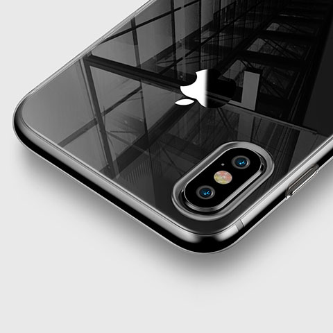 Apple iPhone X用極薄ソフトケース シリコンケース 耐衝撃 全面保護 クリア透明 アップル グレー
